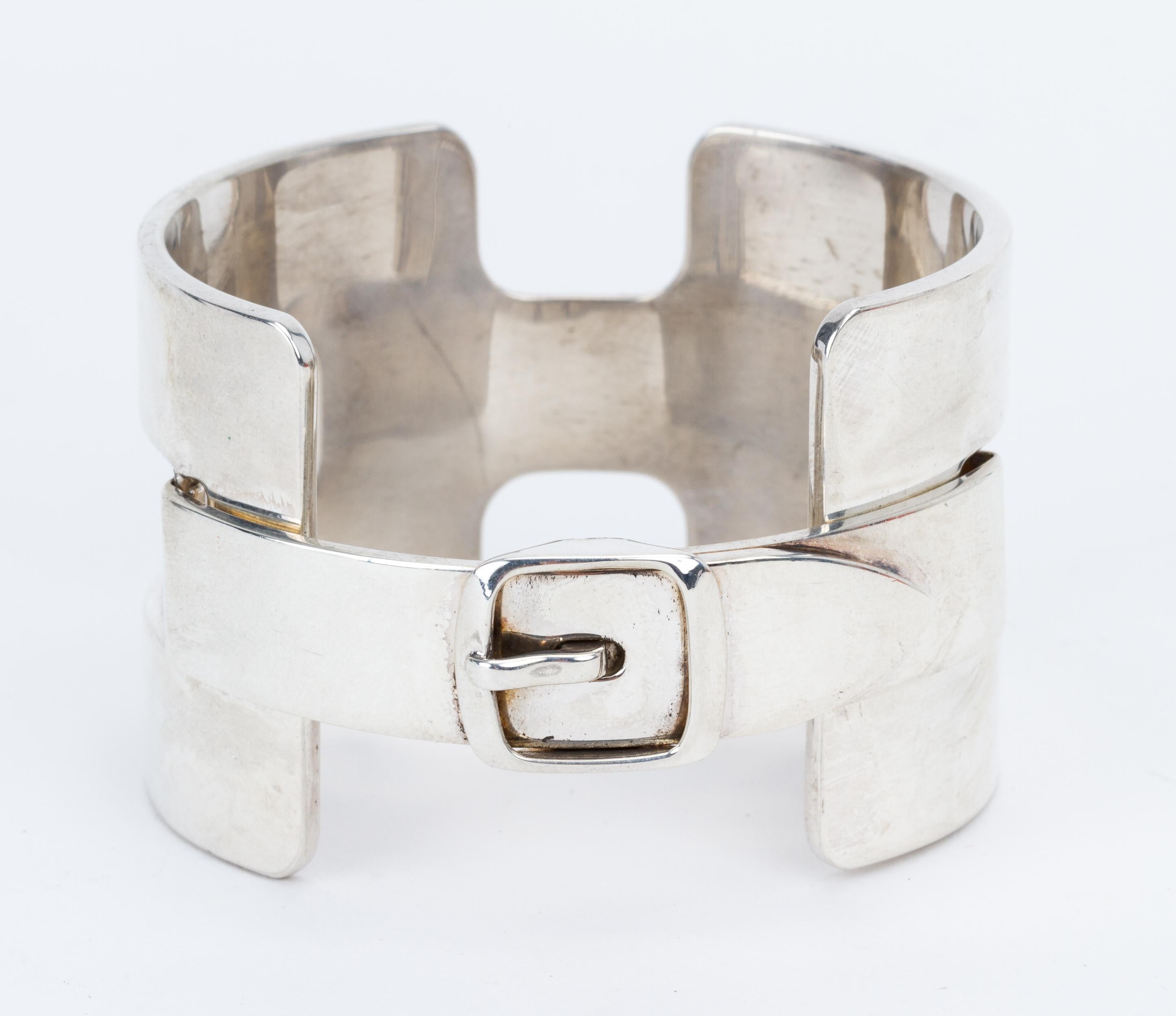 Hermes Sterling Silver H Cuff Bracelet In Good Condition In West Hollywood, CA
