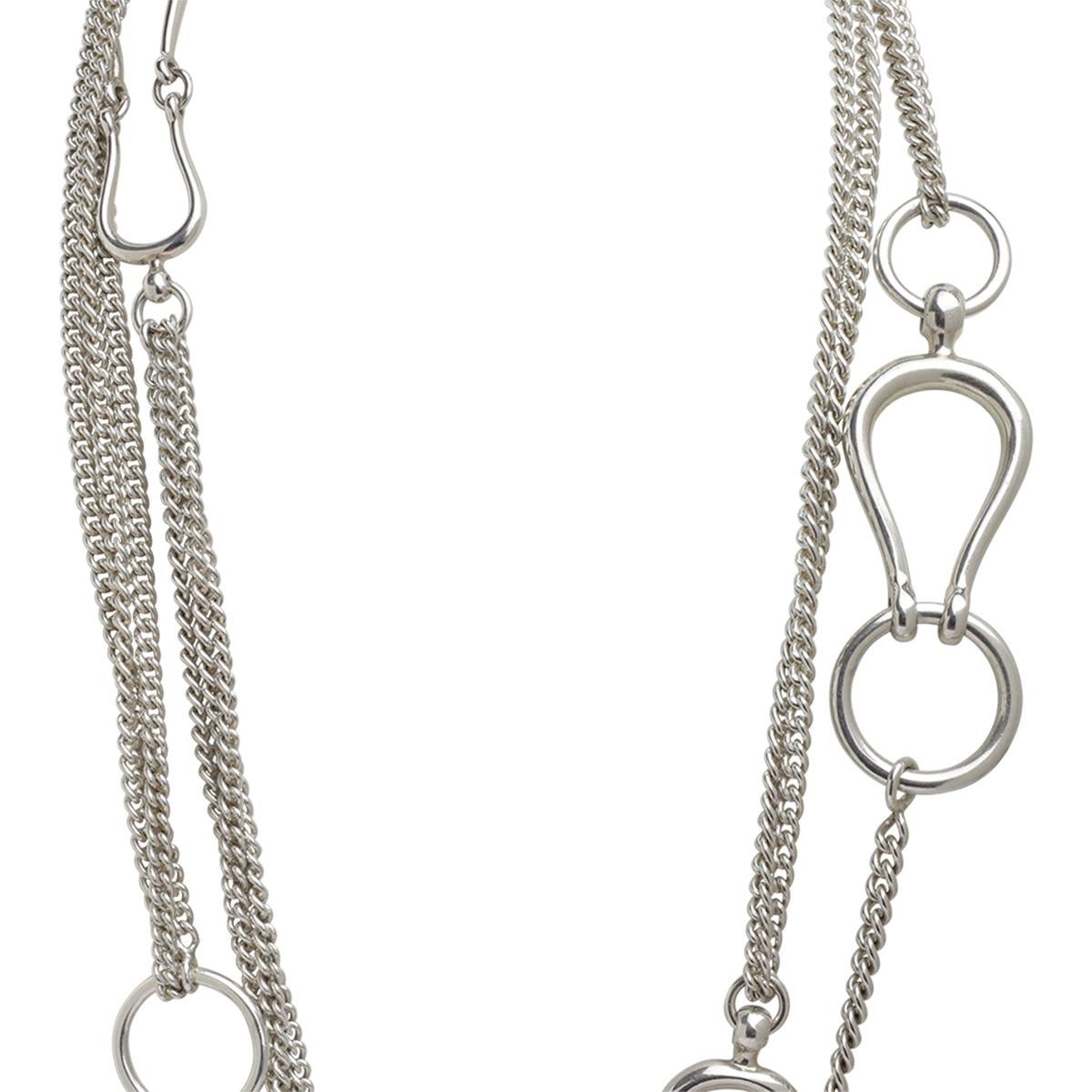 Hermes, always stylish and chic. This fabulous Sterling Silver 925 Hermes Horsebit chain necklace is classic and so wearable. Can be worn full length or doubled around the neck for a very glamorous feel. Very collectible and a perfect addition to