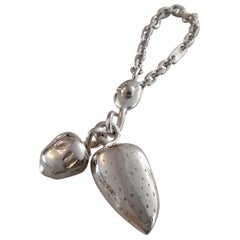 Hermès Sterling Silver Keychain Charm Nuts Hazelnut Almond