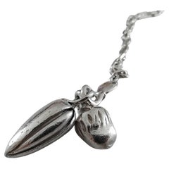 Llavero Hermès de plata de ley Dije Nueces Avellana Almendra