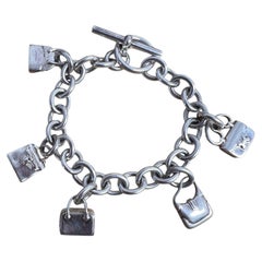 Hermes Sterling Silver la Ronde des sacs Bracelet with Kelly and Birkin Charms