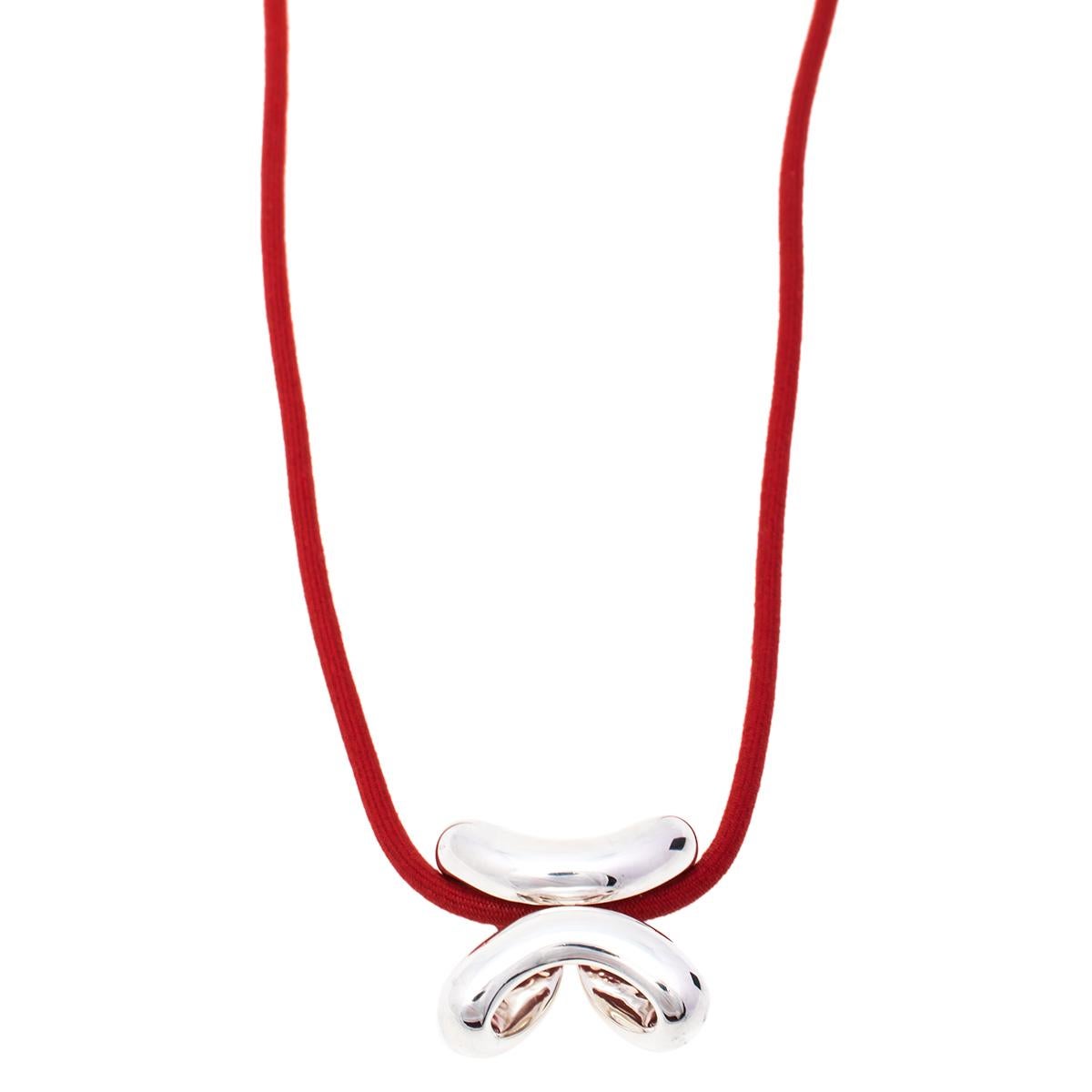 Contemporary Hermès Sterling Silver Lima Pendant Cord Necklace