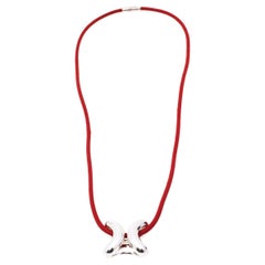 Hermès Sterling Silver Lima Pendant Cord Necklace
