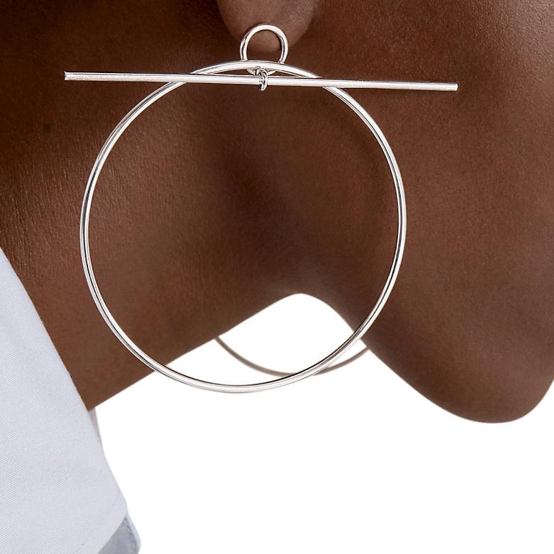 Hermès Sterling Silver Loop Earrings - Very Large Model In New Condition In London, GB