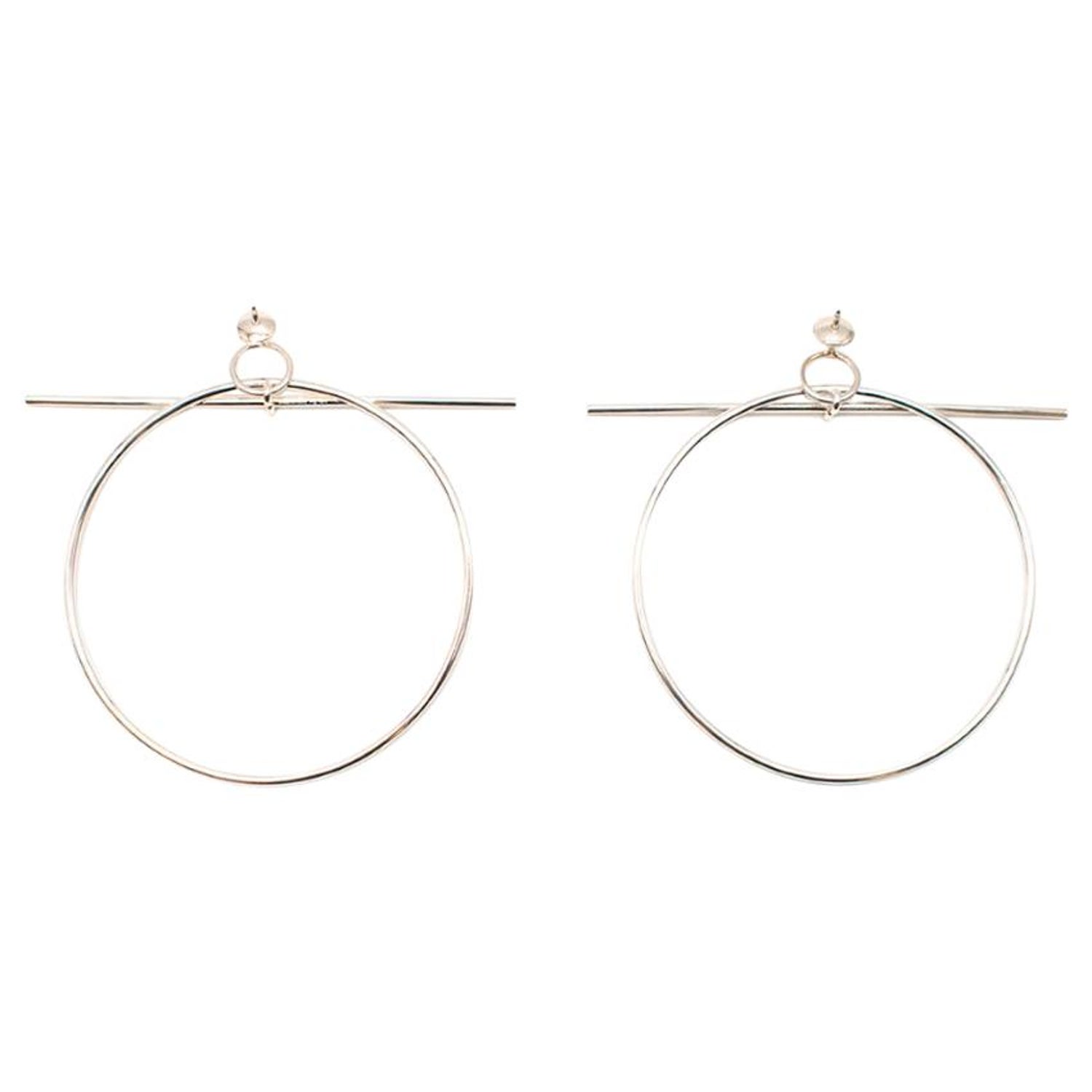 Hermès Sterling Silver Loop Earrings - Very Large Model at 1stDibs