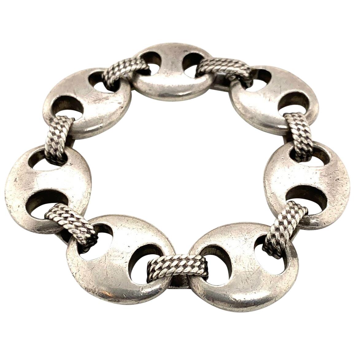 Hermes Sterling Silver Nautical Link Chain Bracelet
