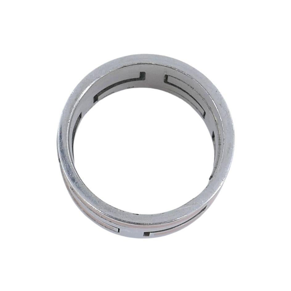 Anello a fascia con motivo H. H. di Hermès in argento sterling e smalto arancione in vendita 3