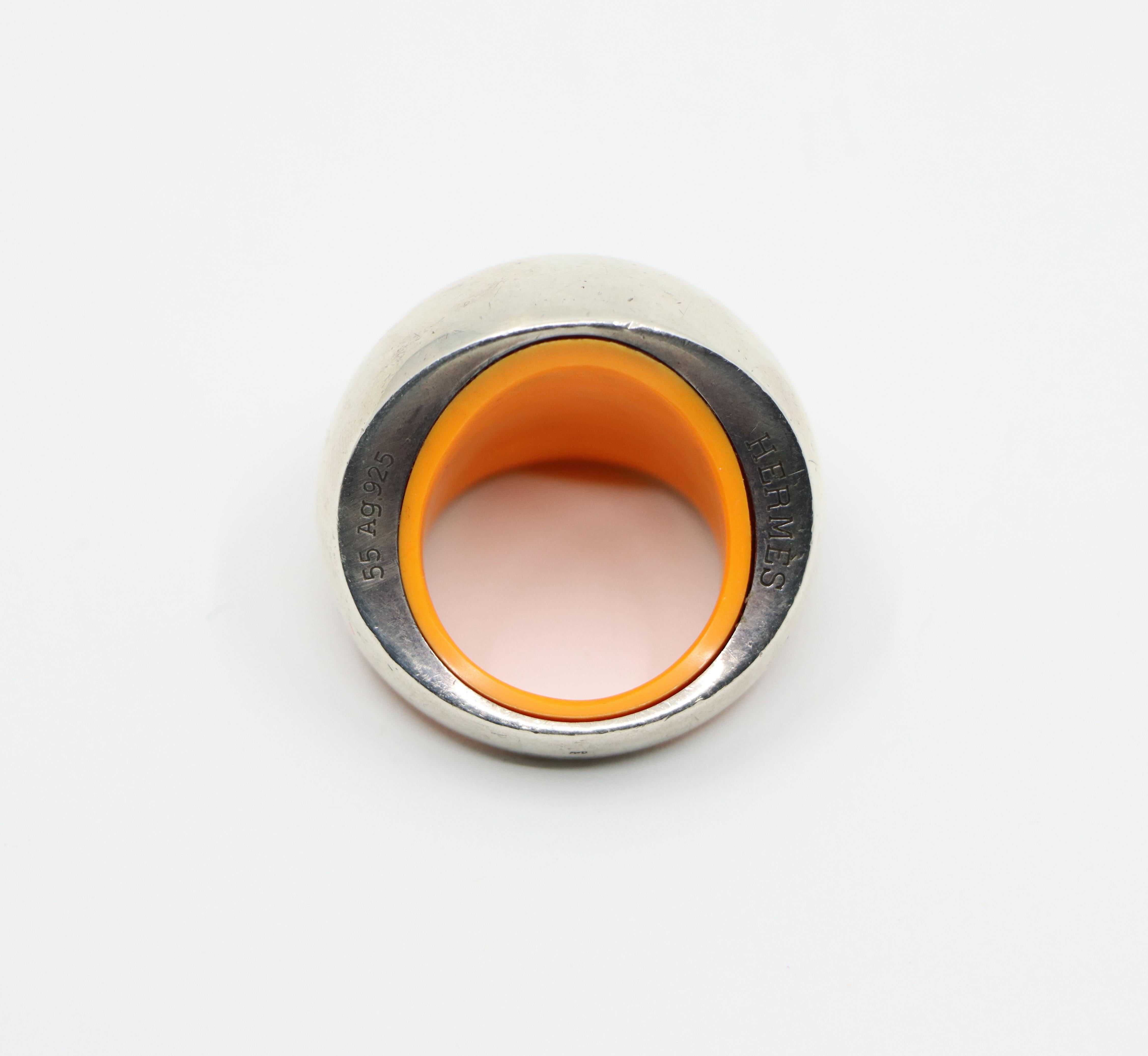 Hermes Sterling Silver Quark Cocktail Orange Ring 1