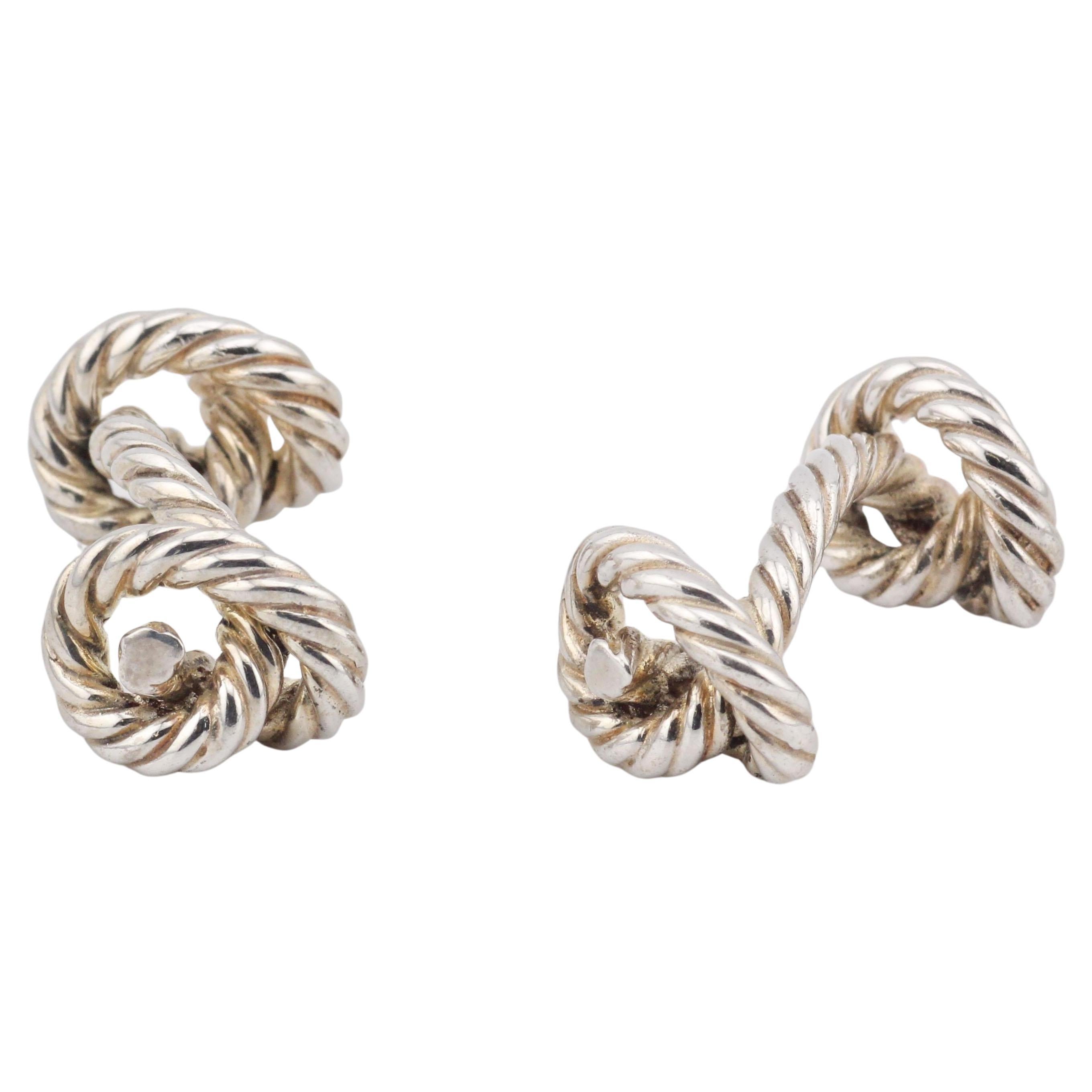 Hermes Manschettenknöpfe aus Sterlingsilber mit Seilknoten