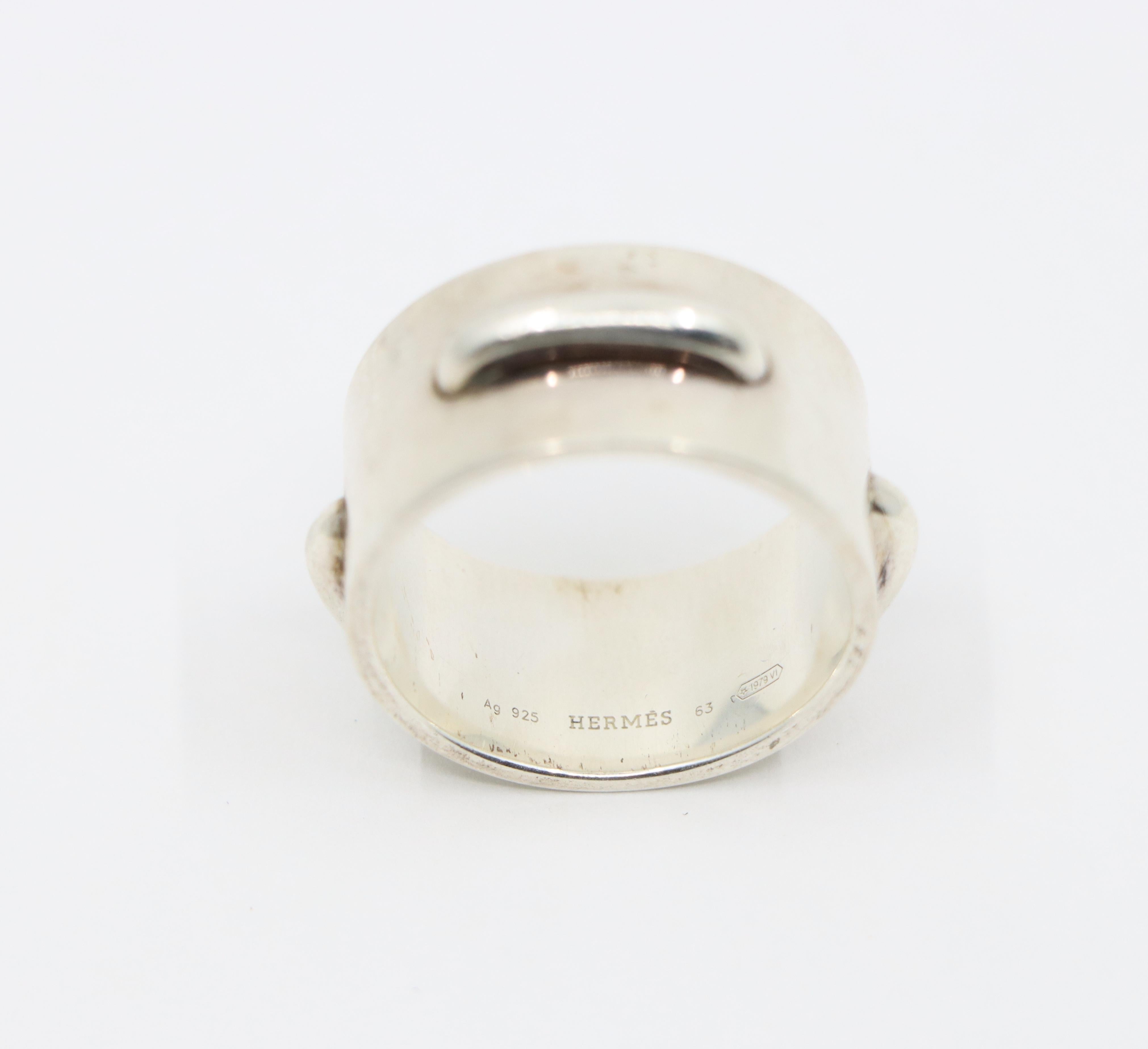 Hermes Sterling Silver Seam Band Ring For Sale 6