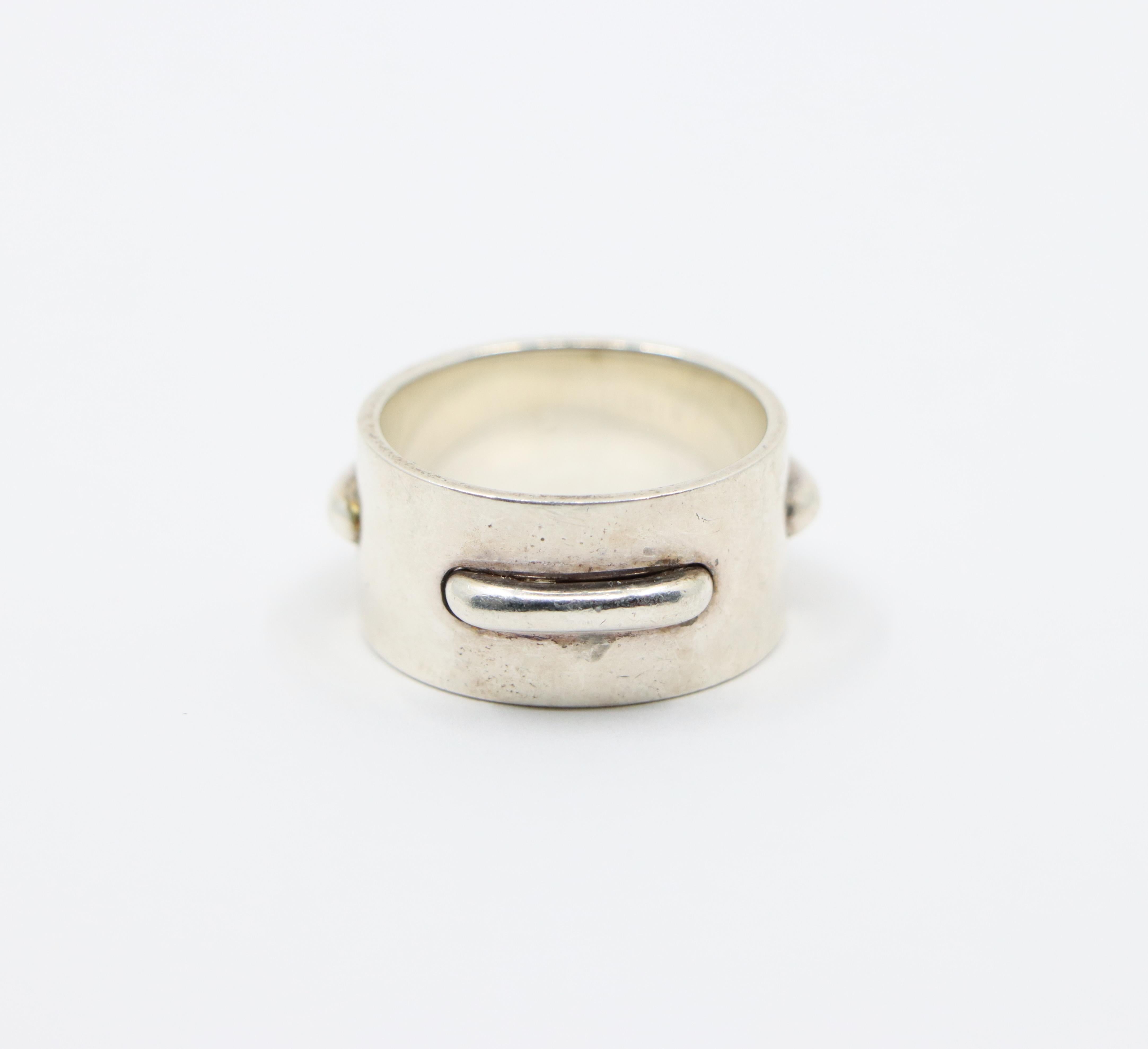 Hermes Sterling Silver Seam Band Ring For Sale 1