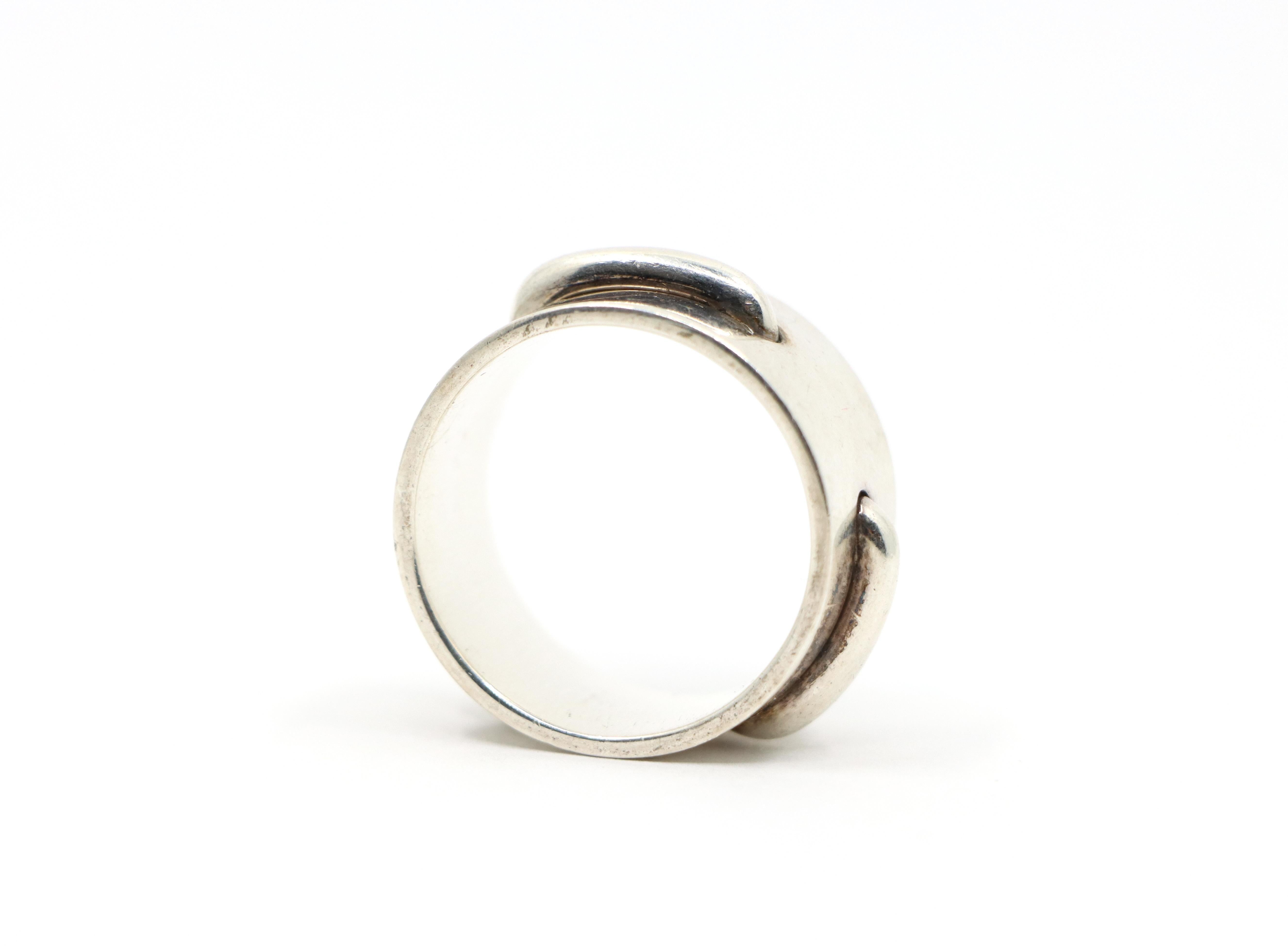 Hermes Sterling Silver Seam Band Ring For Sale 4