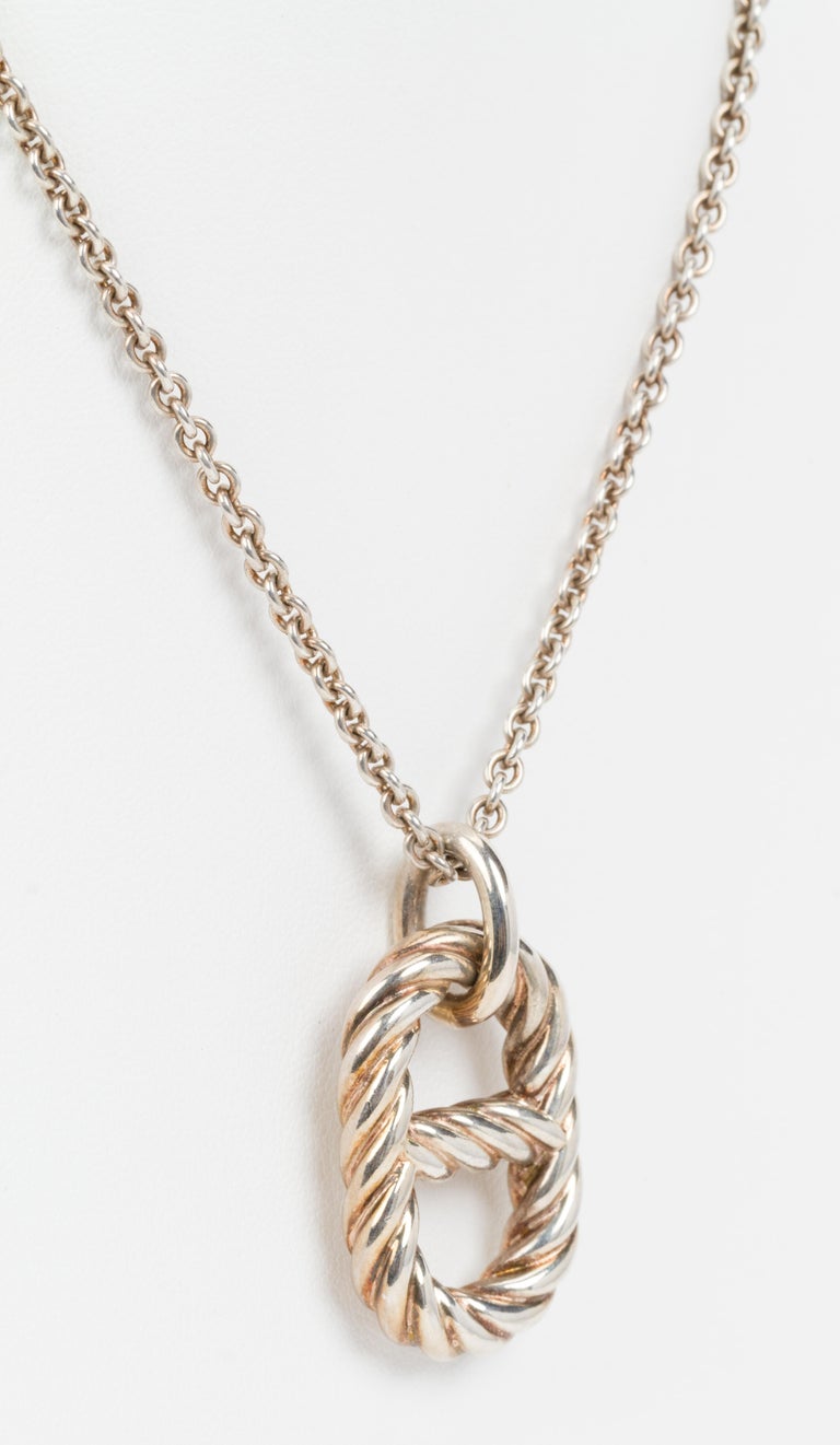 Hermes Sterling Silver Short Chain Necklace For Sale at 1stDibs