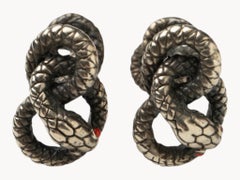 Hermes Sterling Silver Snake Cufflinks