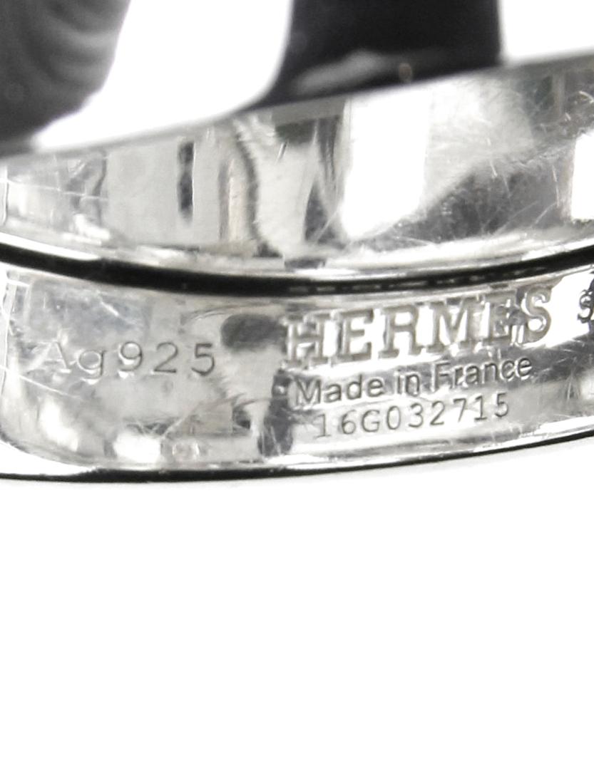 Women's Hermes Sterling Silver Strappy Buckle Wide Cuff Bracelet sz SH