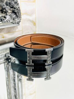 Hermes  Sterling Silver Touareg Buckle & Leather Belt Set
