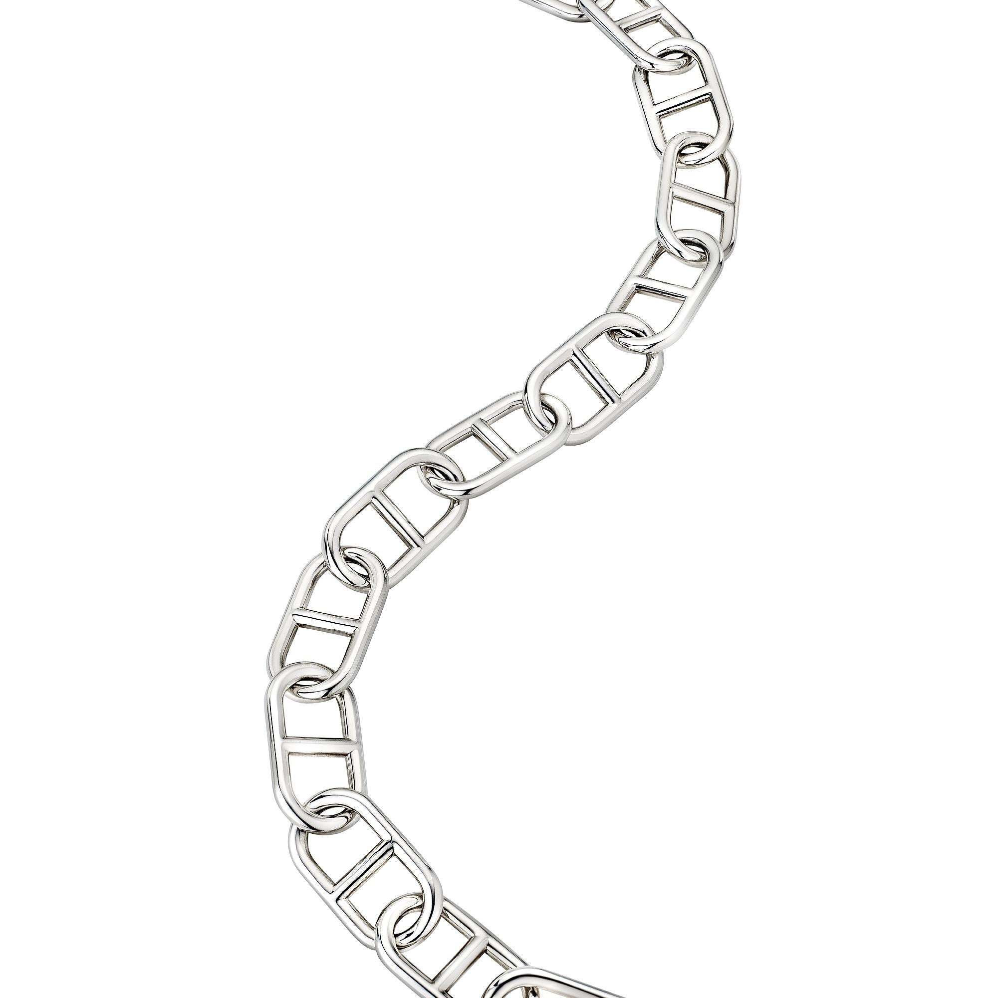 Contemporary Hermes Sterling Silver Vintage 'Chaine D'Ancre' Oversized Link Necklace For Sale