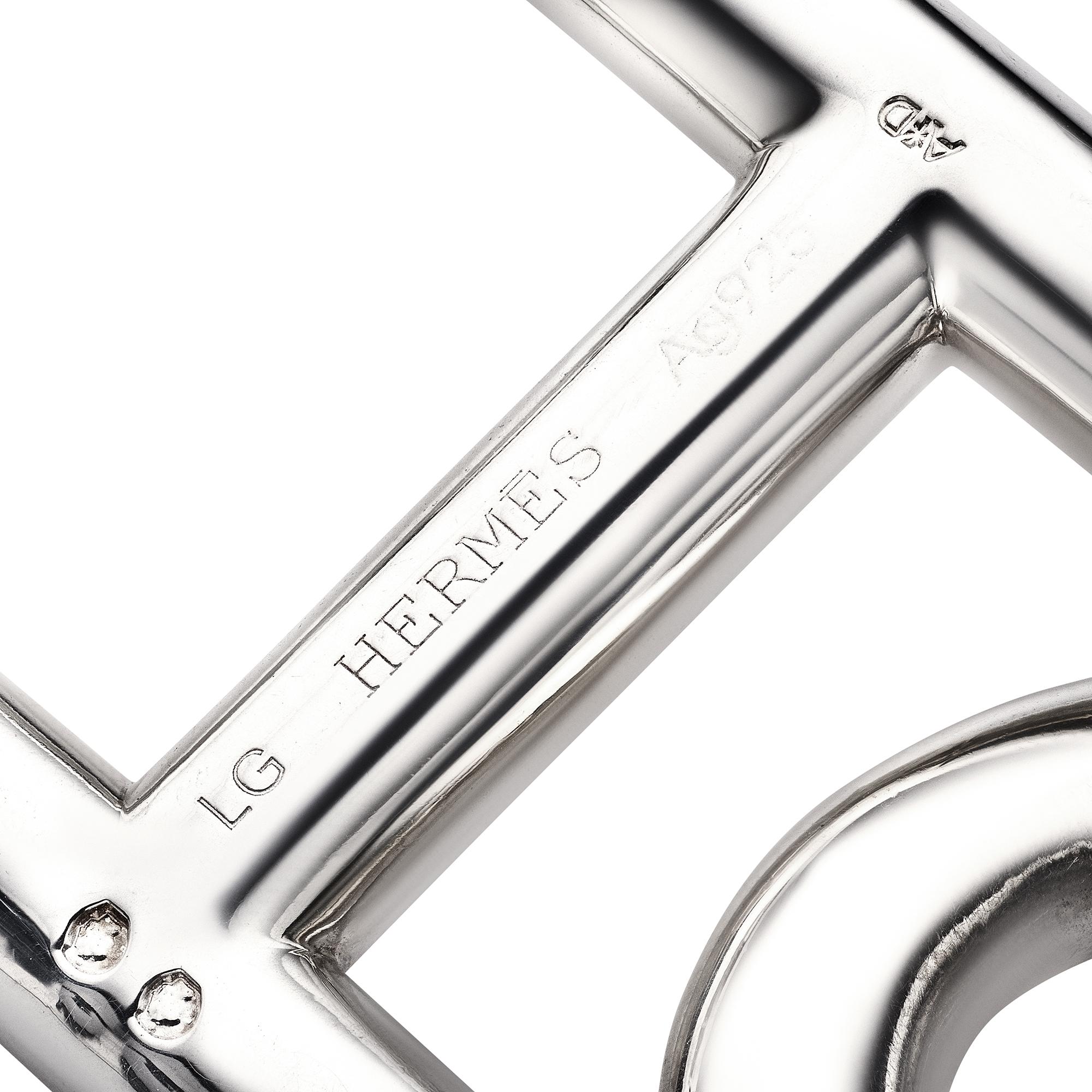 Hermes Sterling Silver Vintage 'Chaine D'Ancre' Oversized Link Necklace In Excellent Condition For Sale In Greenwich, CT