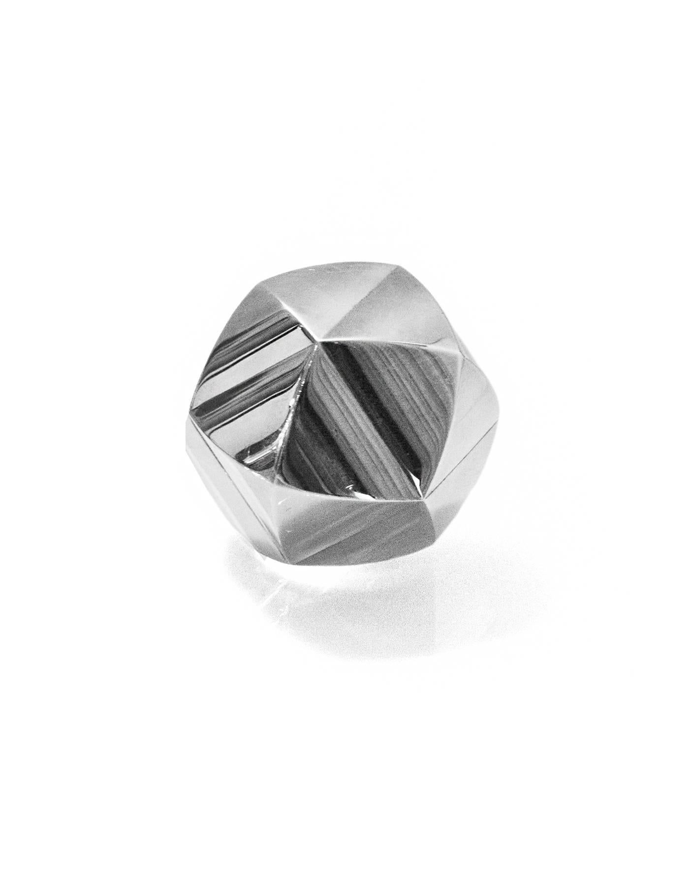 Hermes Sterling Silver XL Geometric Cocktail Ring sz 6.5 1