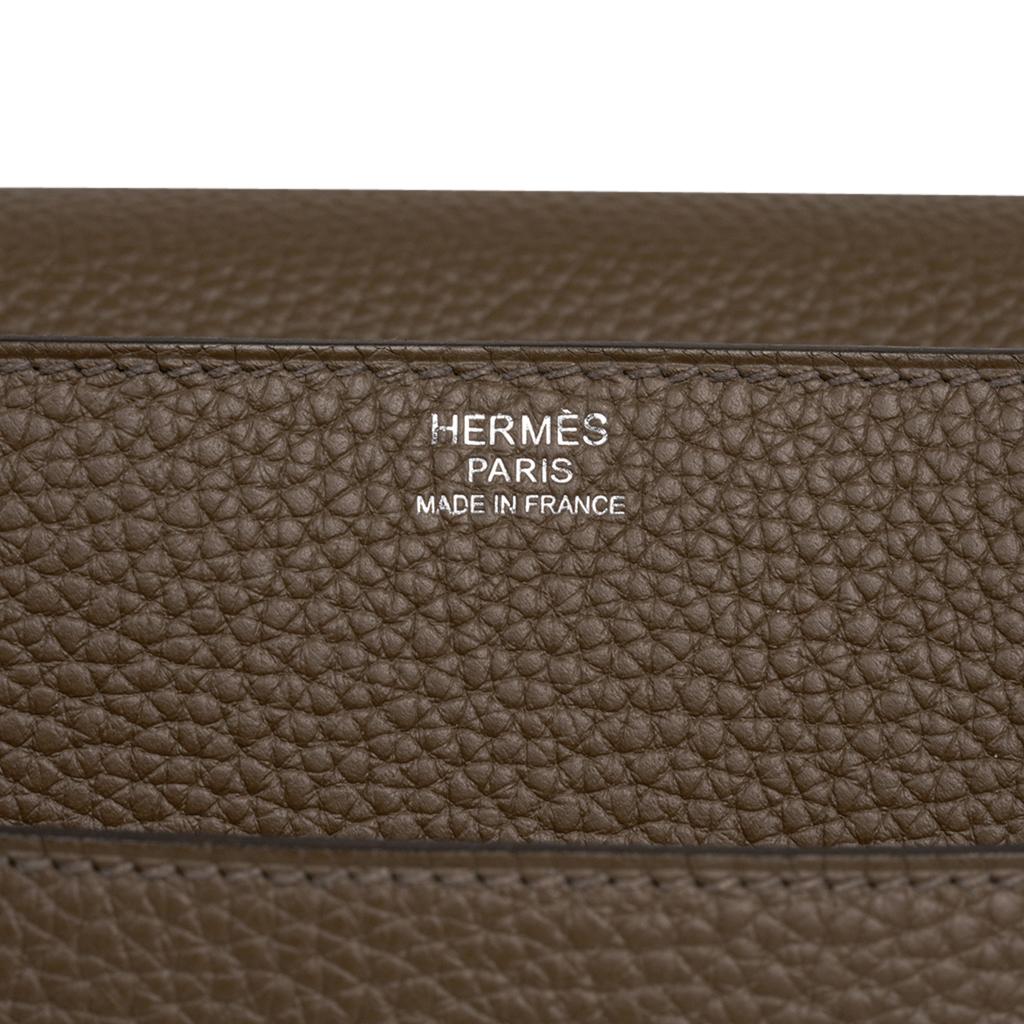 Hermes Steve Caporal Messenger 35 Verso Bag Etoupe Clemence Leather Palladium 2