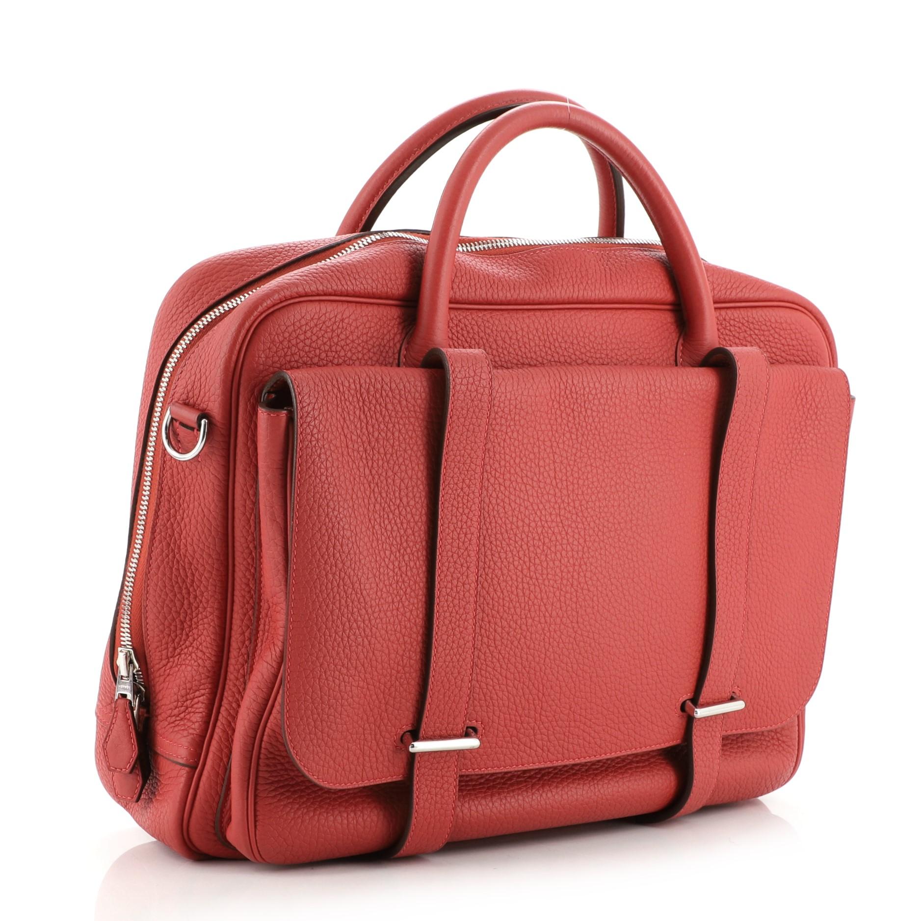 Red Hermes Steve Travel Bag Clemence 35