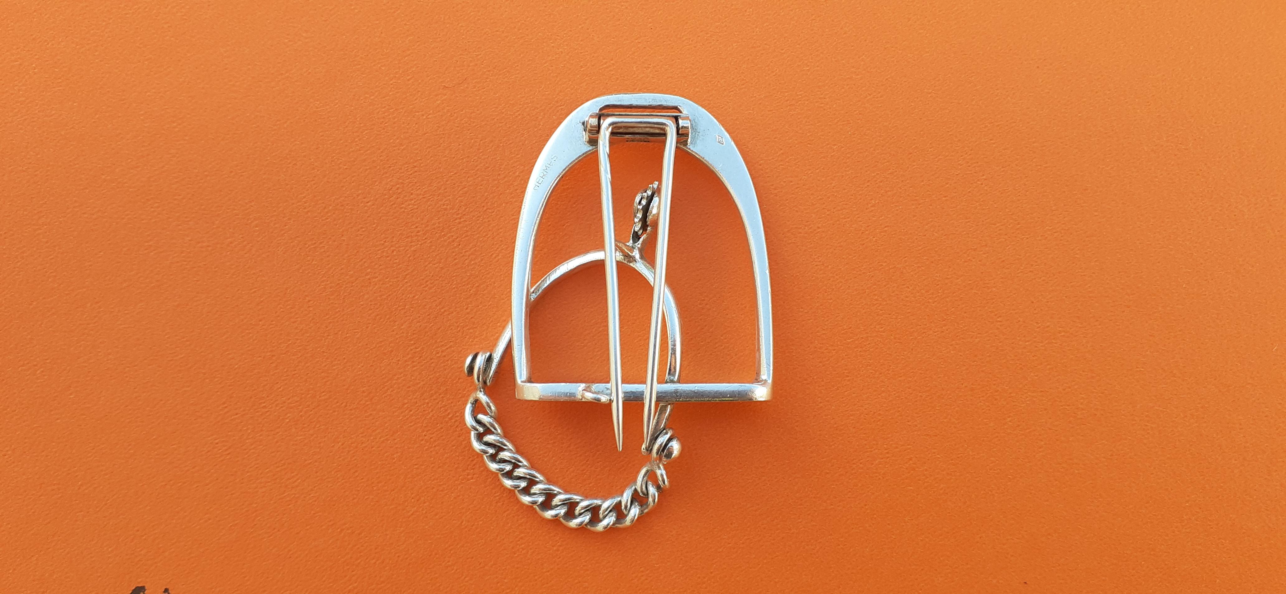 Hermès Stirrup and Spur Silver Brooch Equestrian Horse Texas For Sale 2