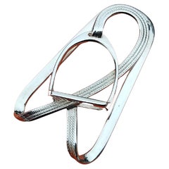 Hermès Stirrup Shaped Money Clip Silver Equestrian Horse Texas