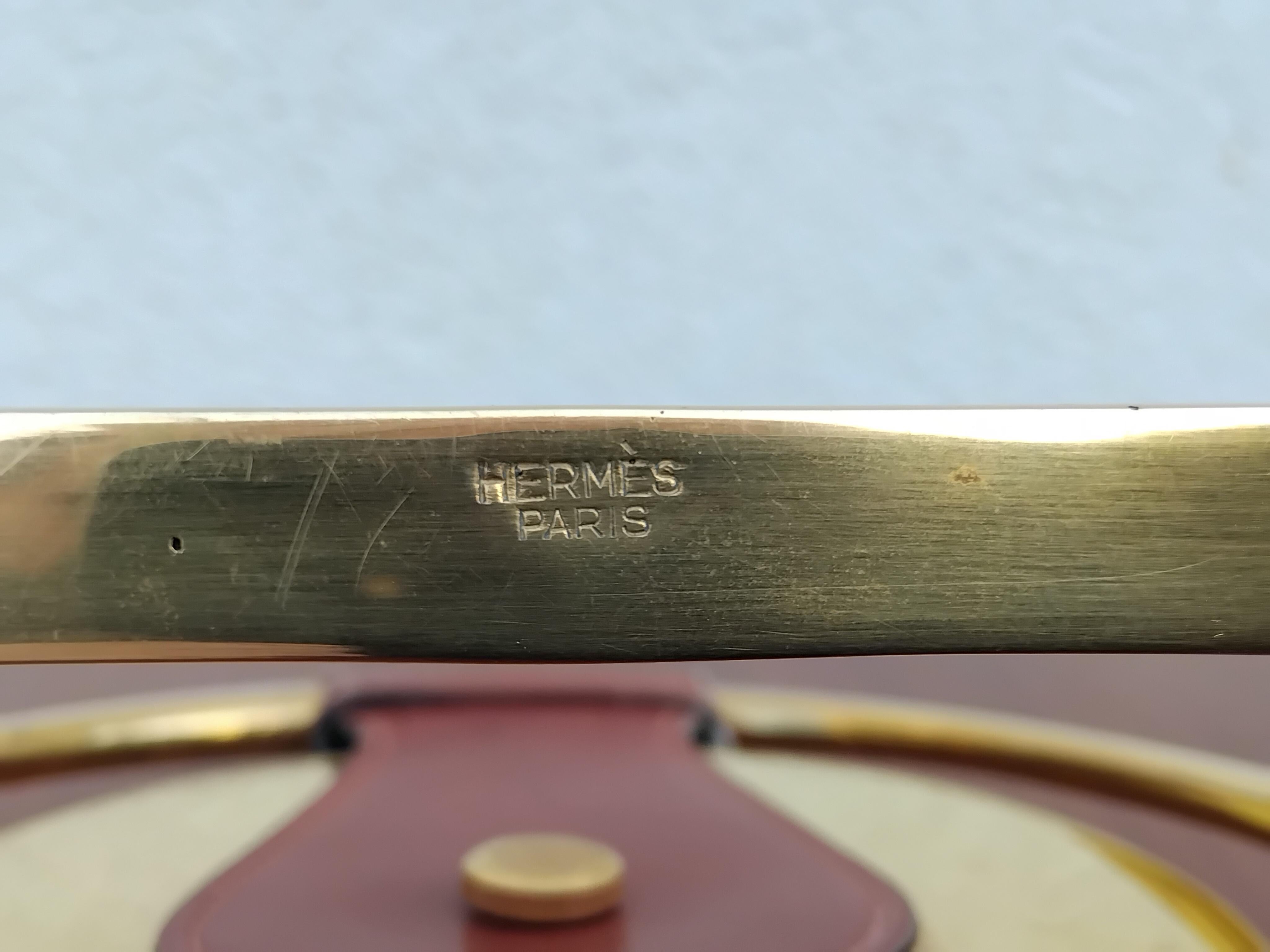 Hermès Calendario Perpetuo a forma di staffa Effemeridi in metallo e pelle 9