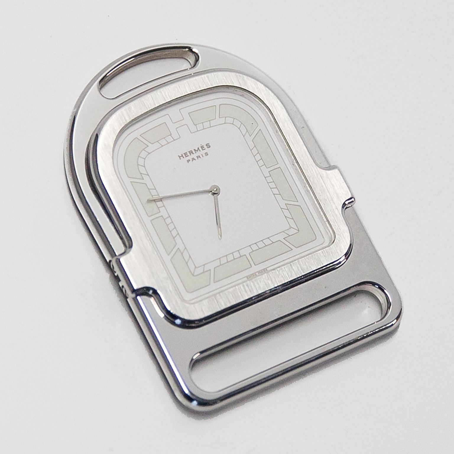 Placcato argento Sveglia da tavolo Hermès Stirrup Table in vendita