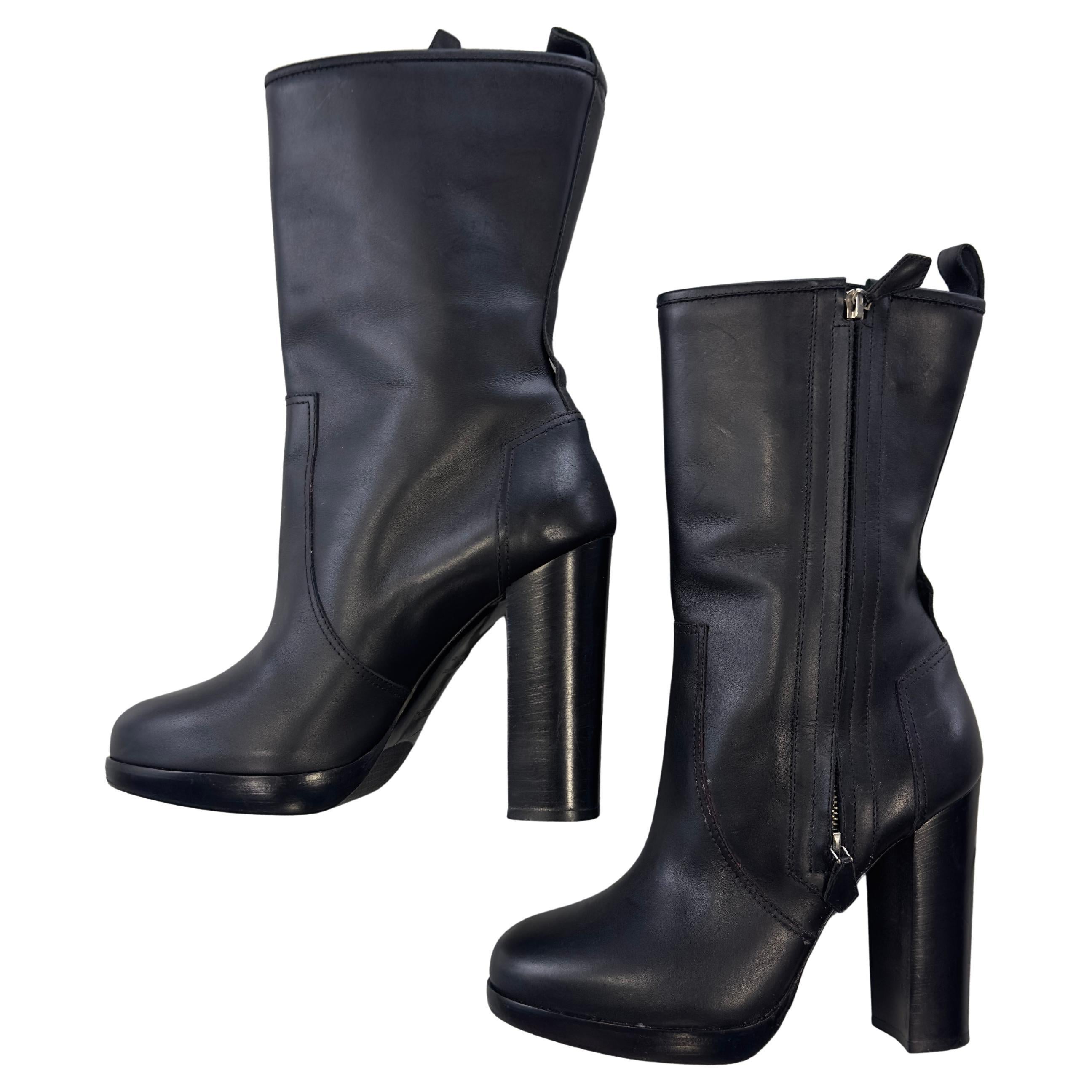 Botas Hermès de cuero negro En excelente estado, años 2000 en venta