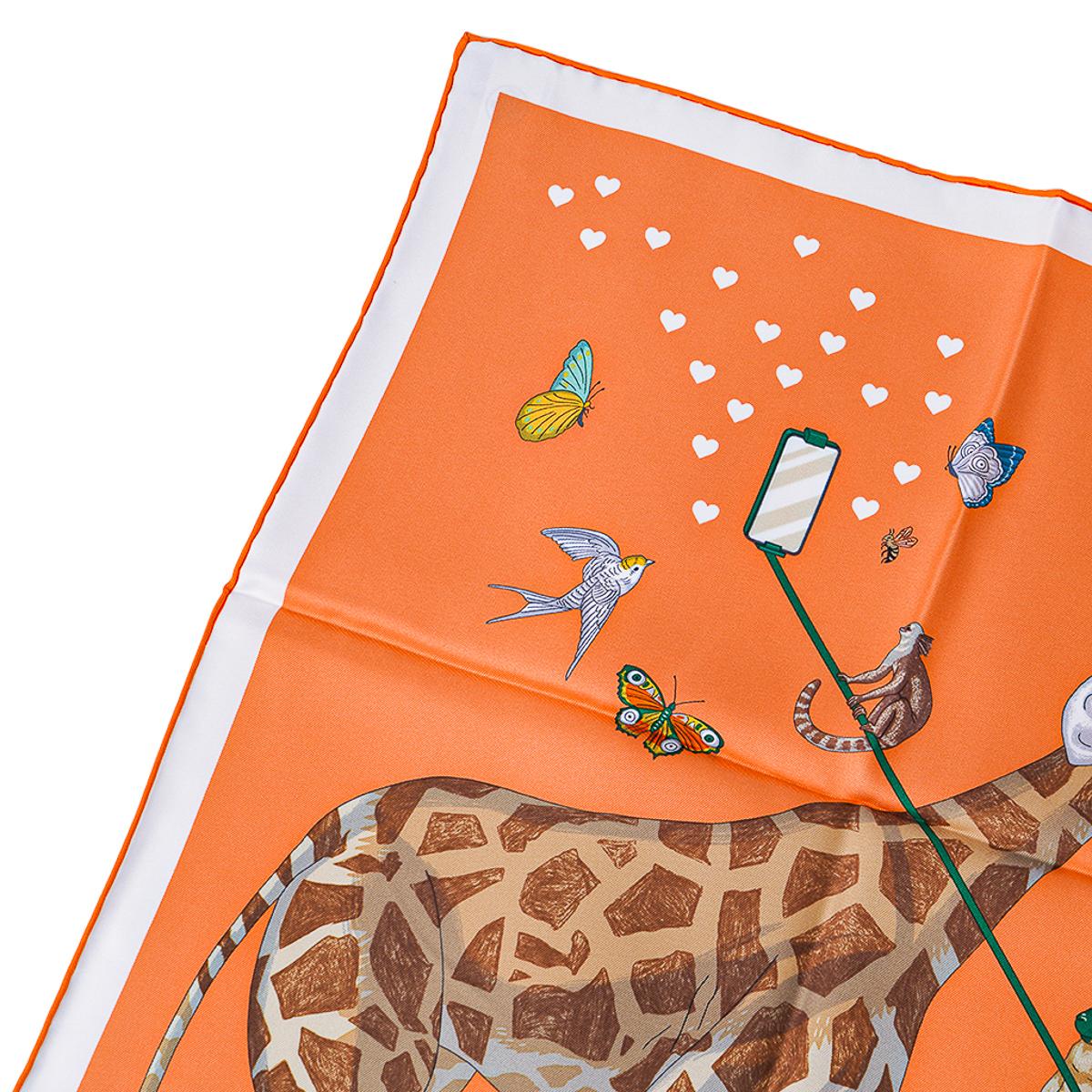 Hermes Story Abricot / Beige / Vert  Silk Scarf 90 For Sale 5