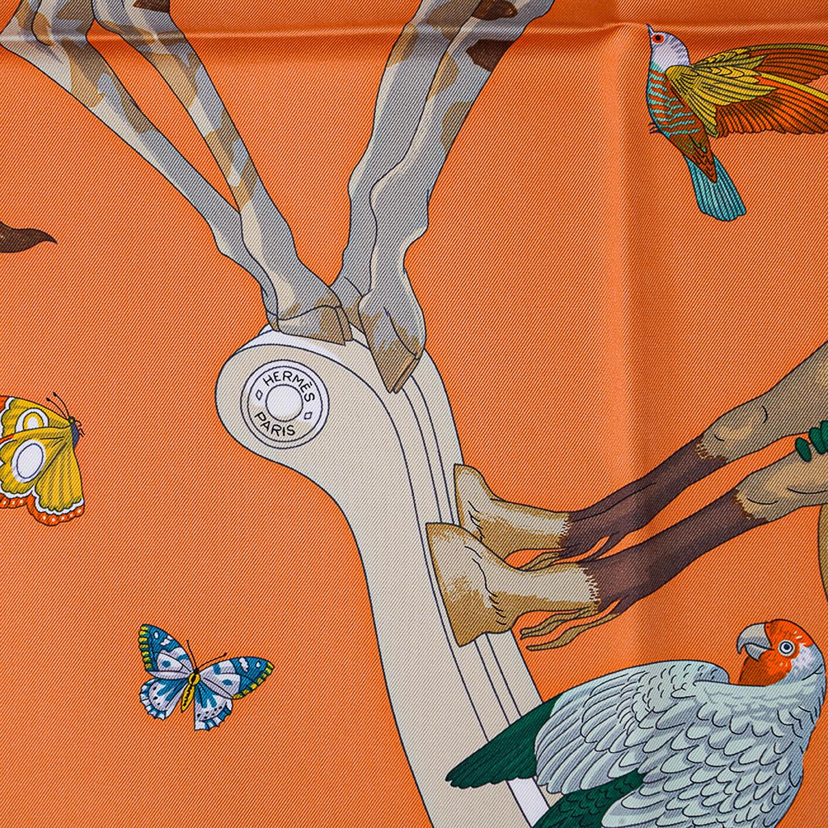 Hermes Story Abricot / Beige / Vert  Silk Scarf 90 For Sale 1
