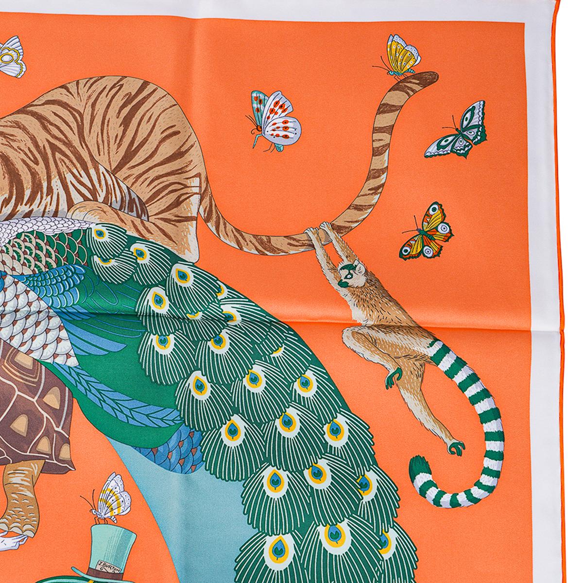 Hermes Story Abricot / Beige / Vert  Silk Scarf 90 For Sale 2