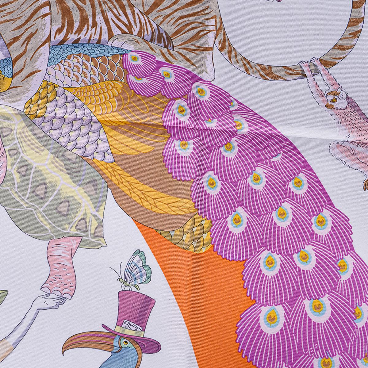 Hermes Story Blanc / Beige / Multicolore  Écharpe en soie 90 Pour femmes 