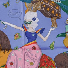 Hermes Story Blue / Lavande / Vert  Silk Scarf 90