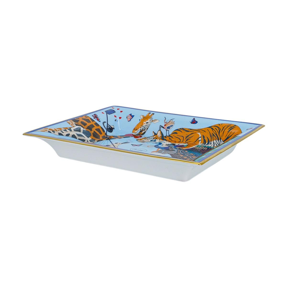 Bandeja de cambio Hermes Story Porcelana de Limoges Azul y Gris en venta 5