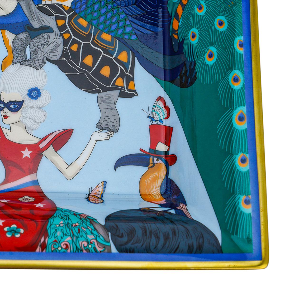 Bandeja de cambio Hermes Story Porcelana de Limoges Azul y Gris en venta 3