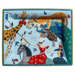Hermes Story Change Tray Limoges Porcelain Blue and Gris
