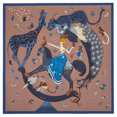 Hermes Story Marron Glace / Echarpe en soie bleue  90