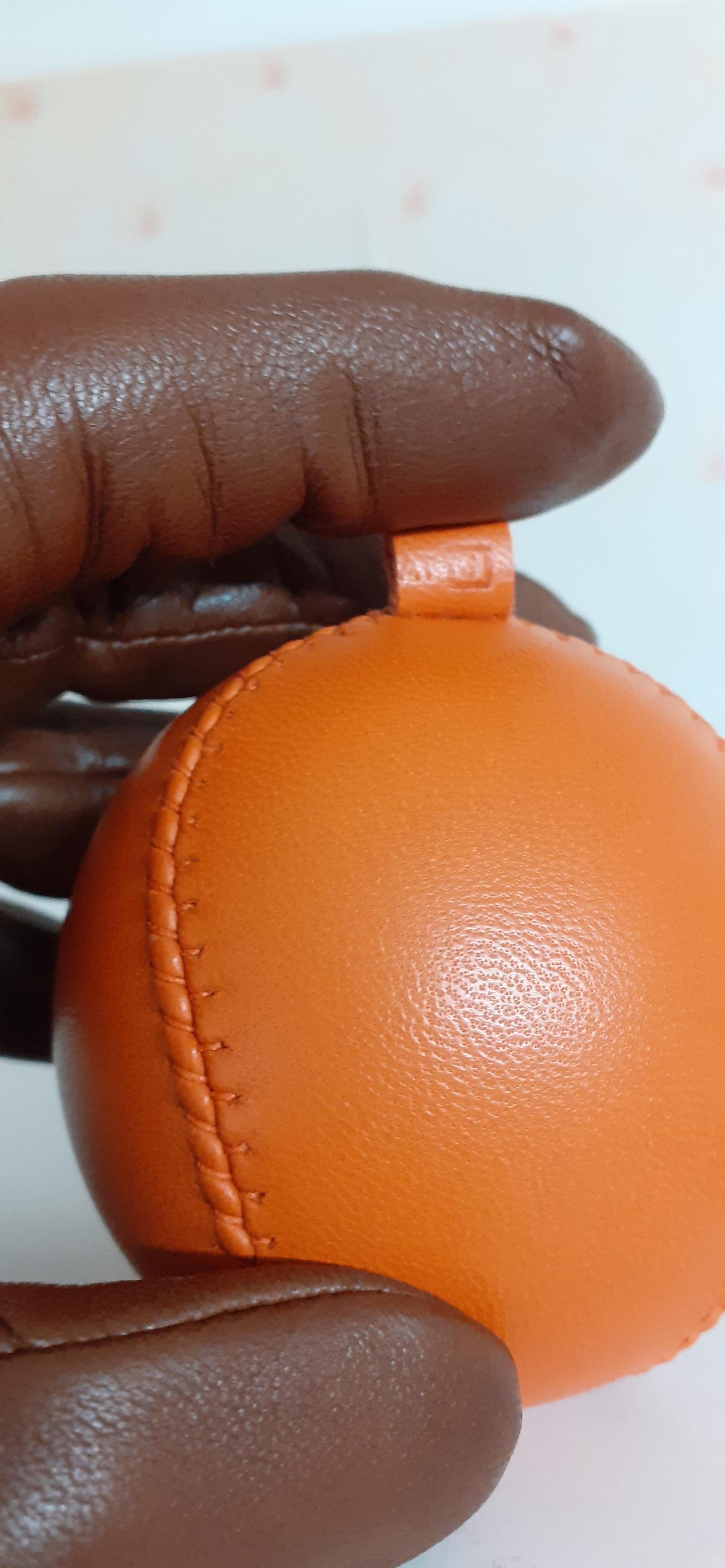 Red Hermès Herstress Anti-Stress Ball in Orange Leather RARE For Sale
