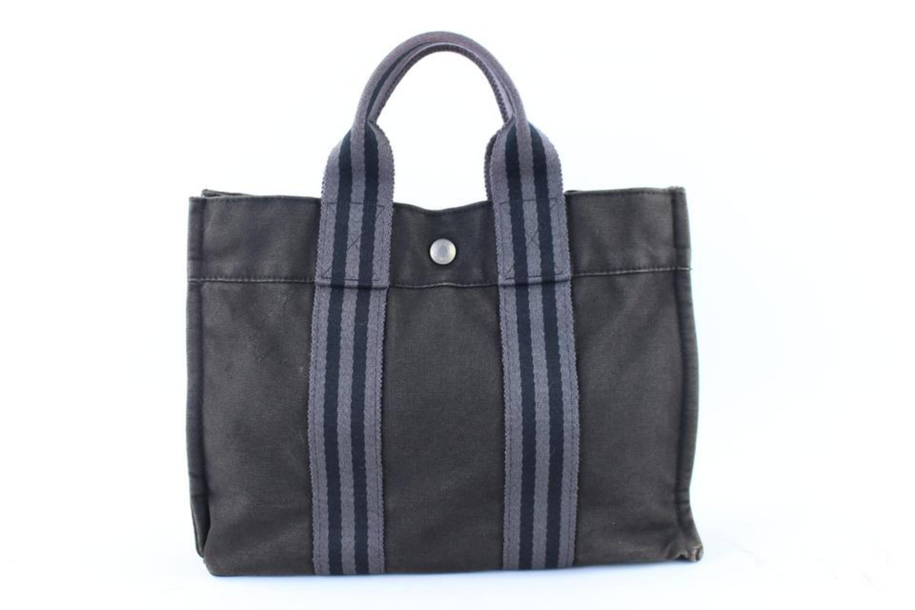 HERMES Stripe Charcoal Fourre Tout 0H31H 4