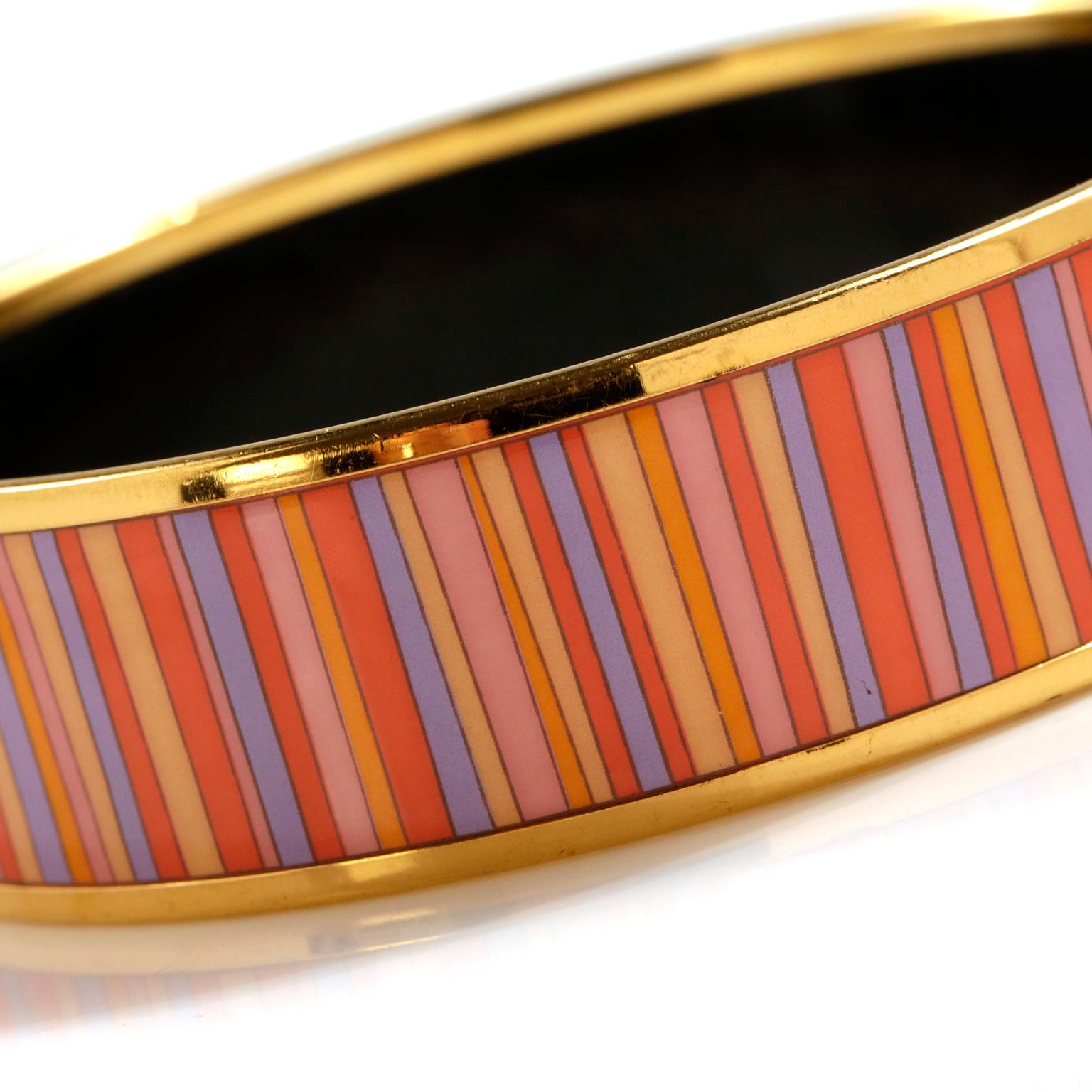 Women's Hermès Striped Enamel Bracelet For Sale