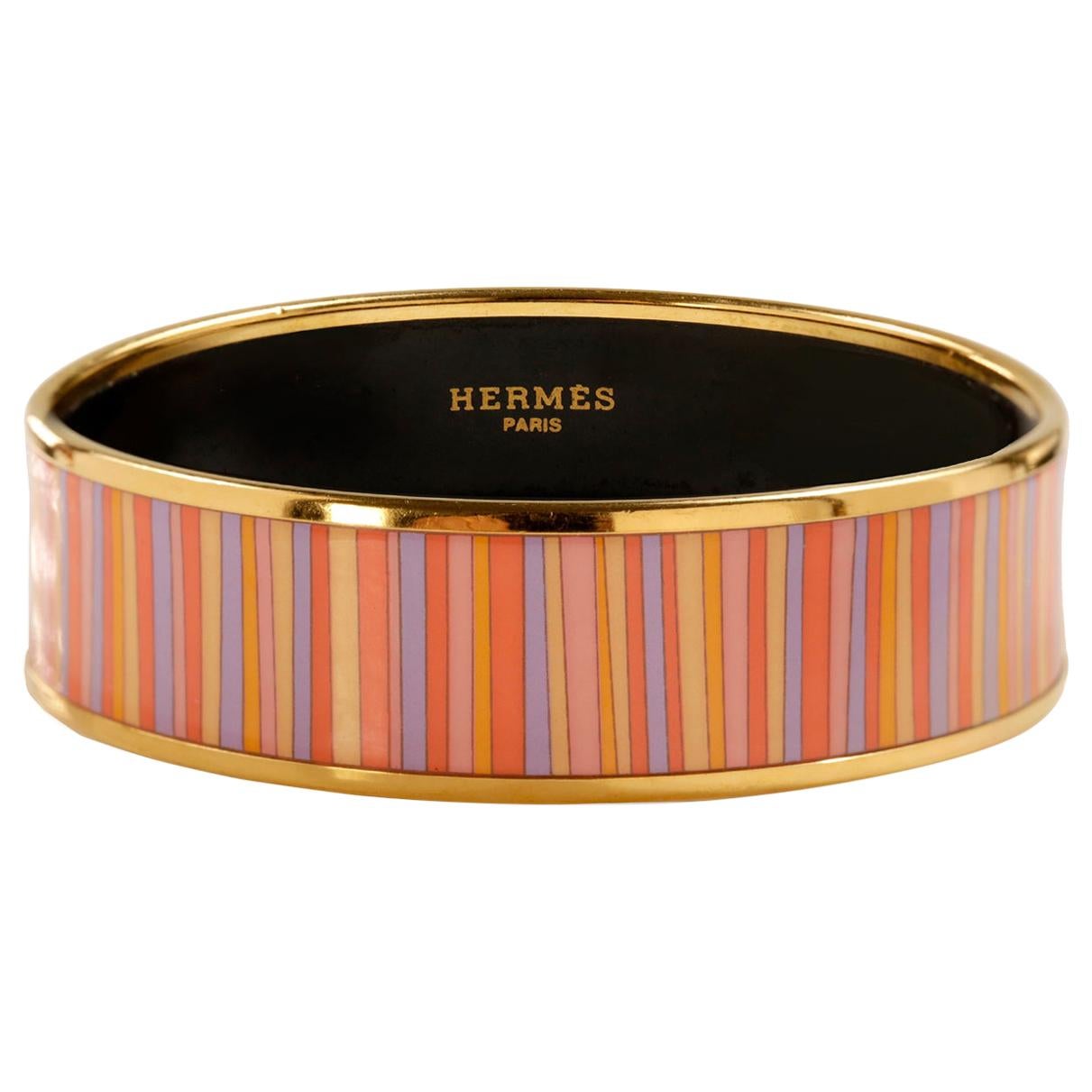 Hermès Striped Enamel Bracelet For Sale