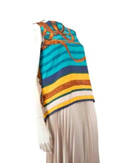 Hermès Striped Sleeveless Silk Blouse Size S