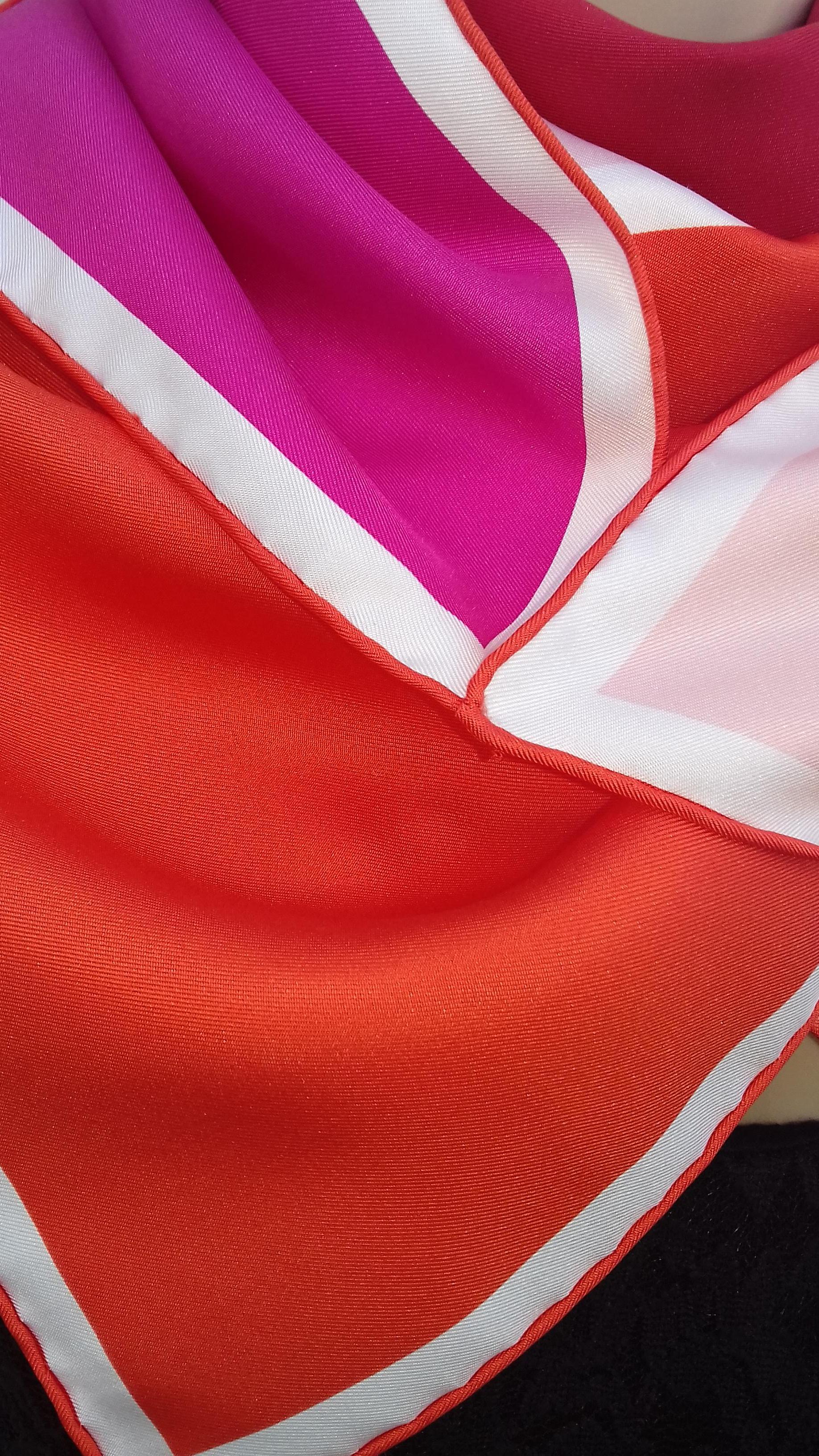 Hermès Studio Silk Scarf Quadri Red Orange Pink 90 cm 9