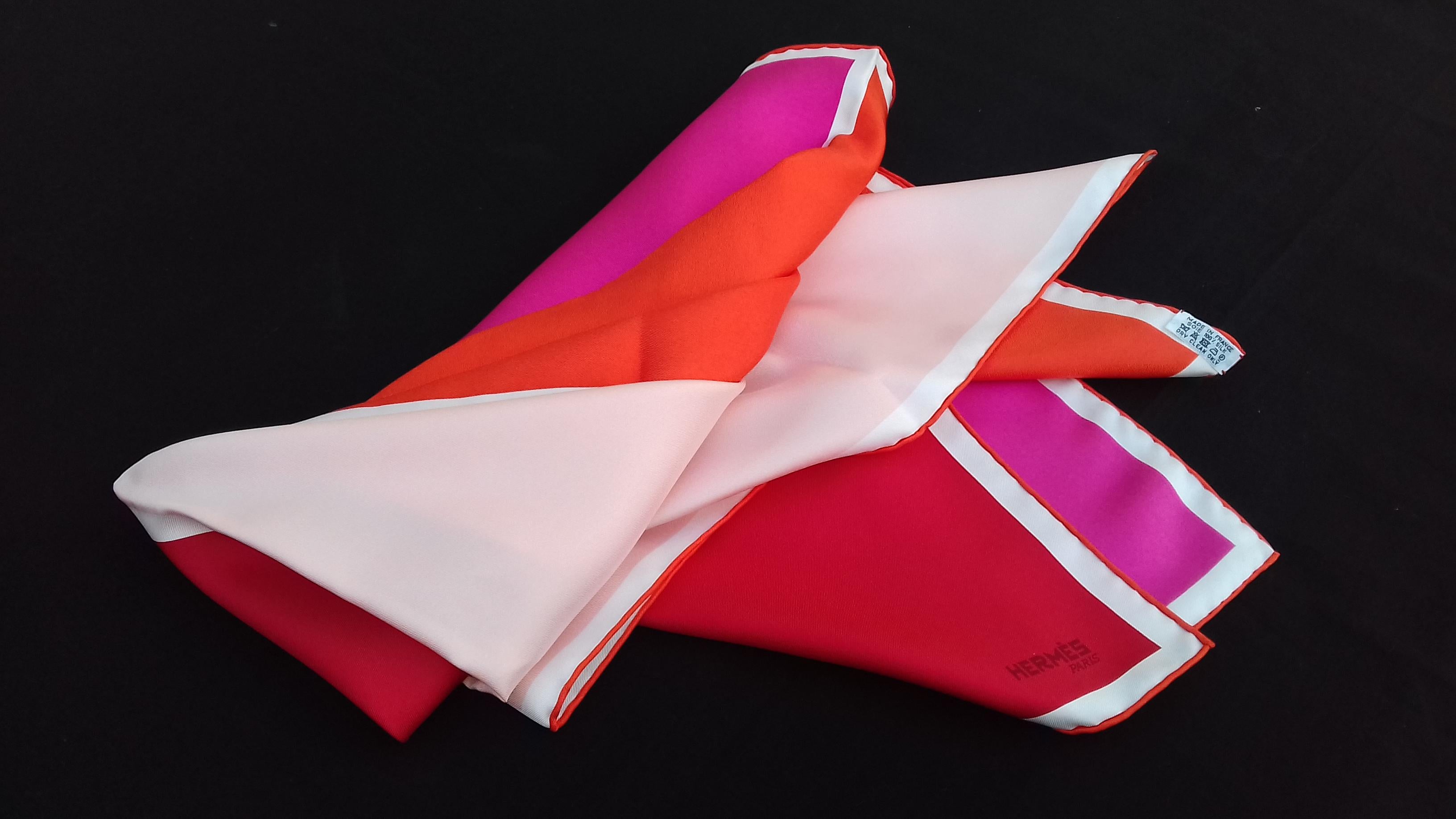 Hermès Studio Silk Scarf Quadri Red Orange Pink 90 cm 12