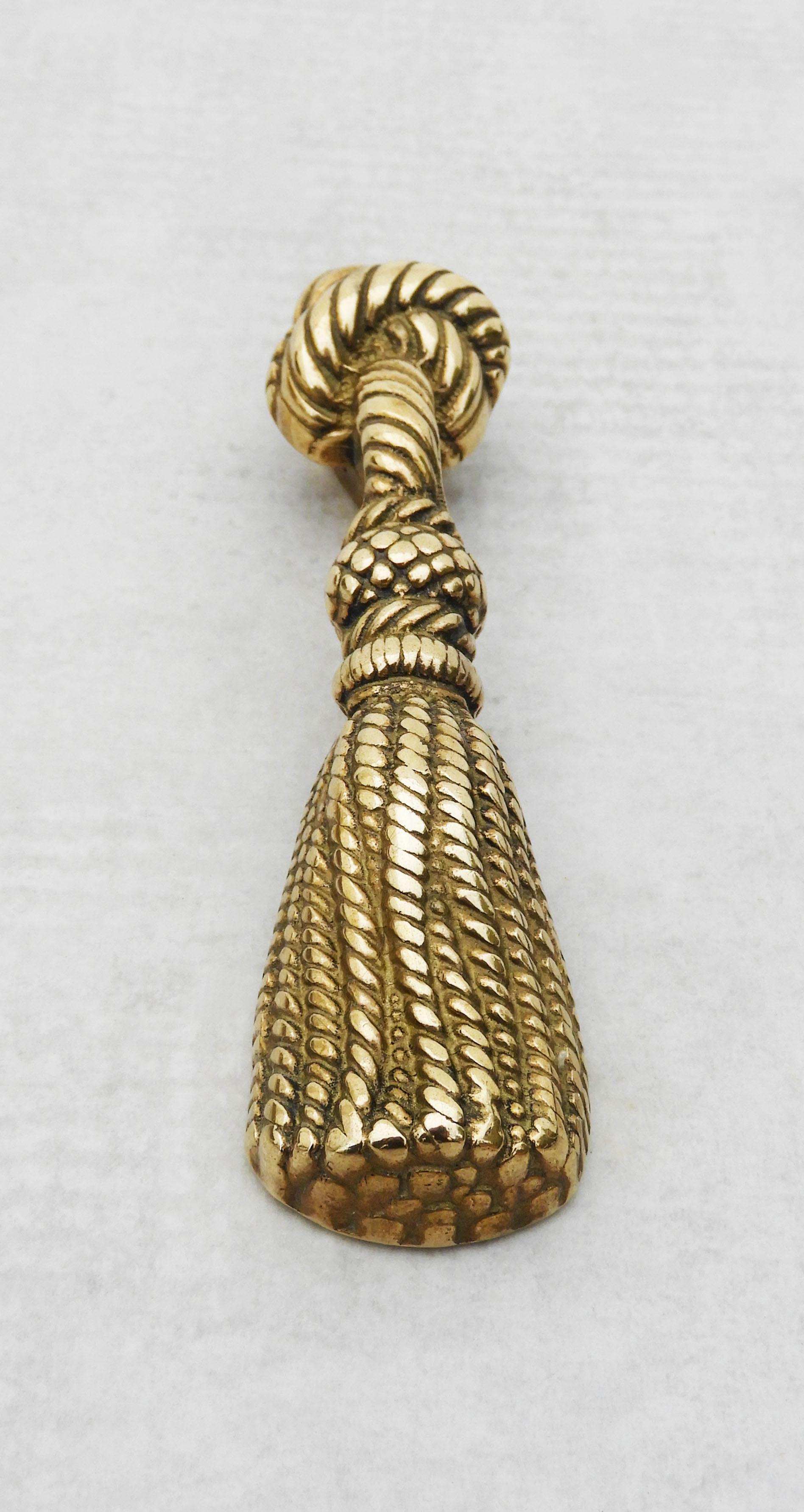 Hermès Style Messing-Flaschenöffner, Pom Pom, Quaste, Seilknoten, Frankreich um 1960 (Französisch) im Angebot