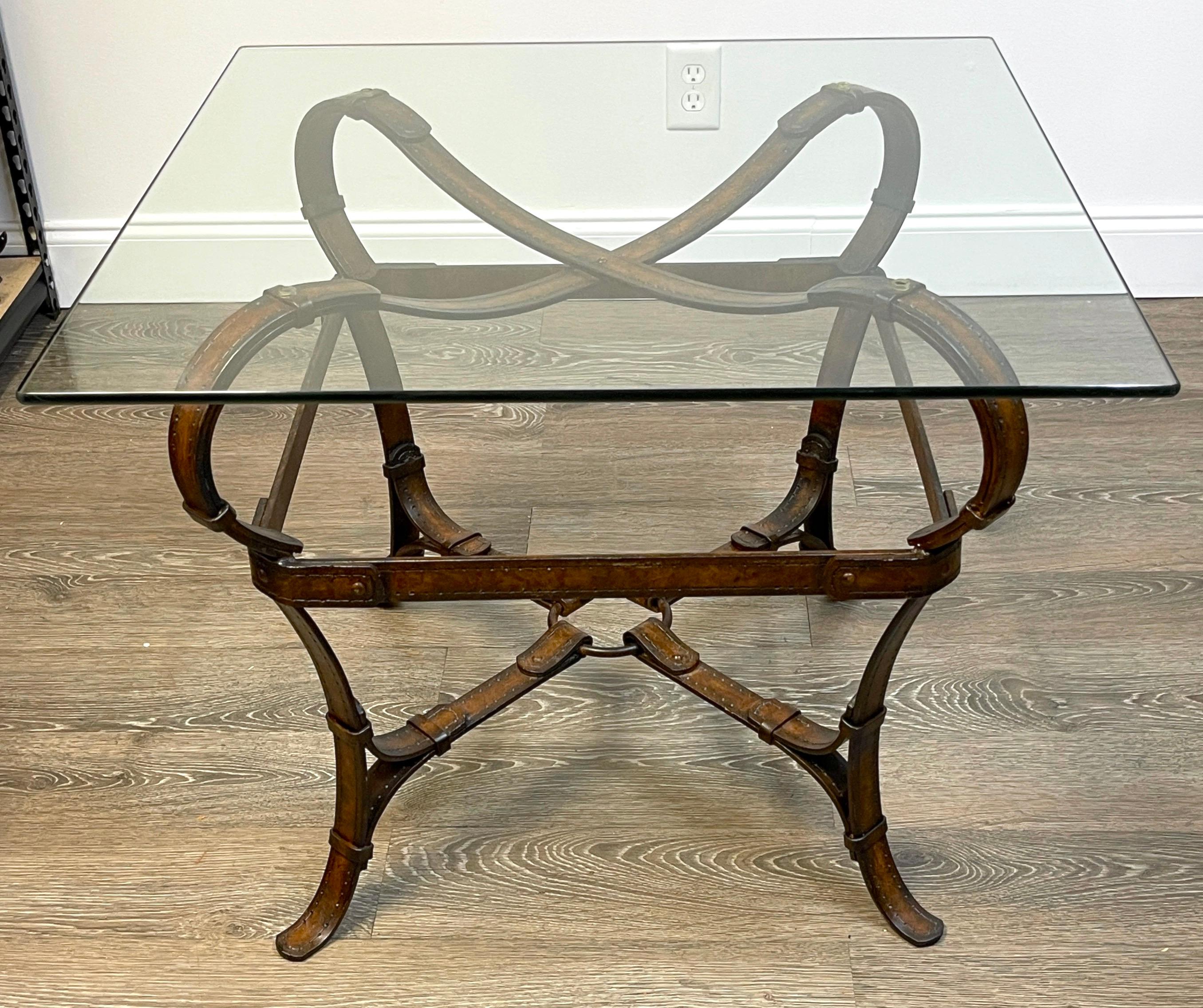 Moderne Table d'appoint sculpturale en fer forgé et polychromé de style équestre Hermès 