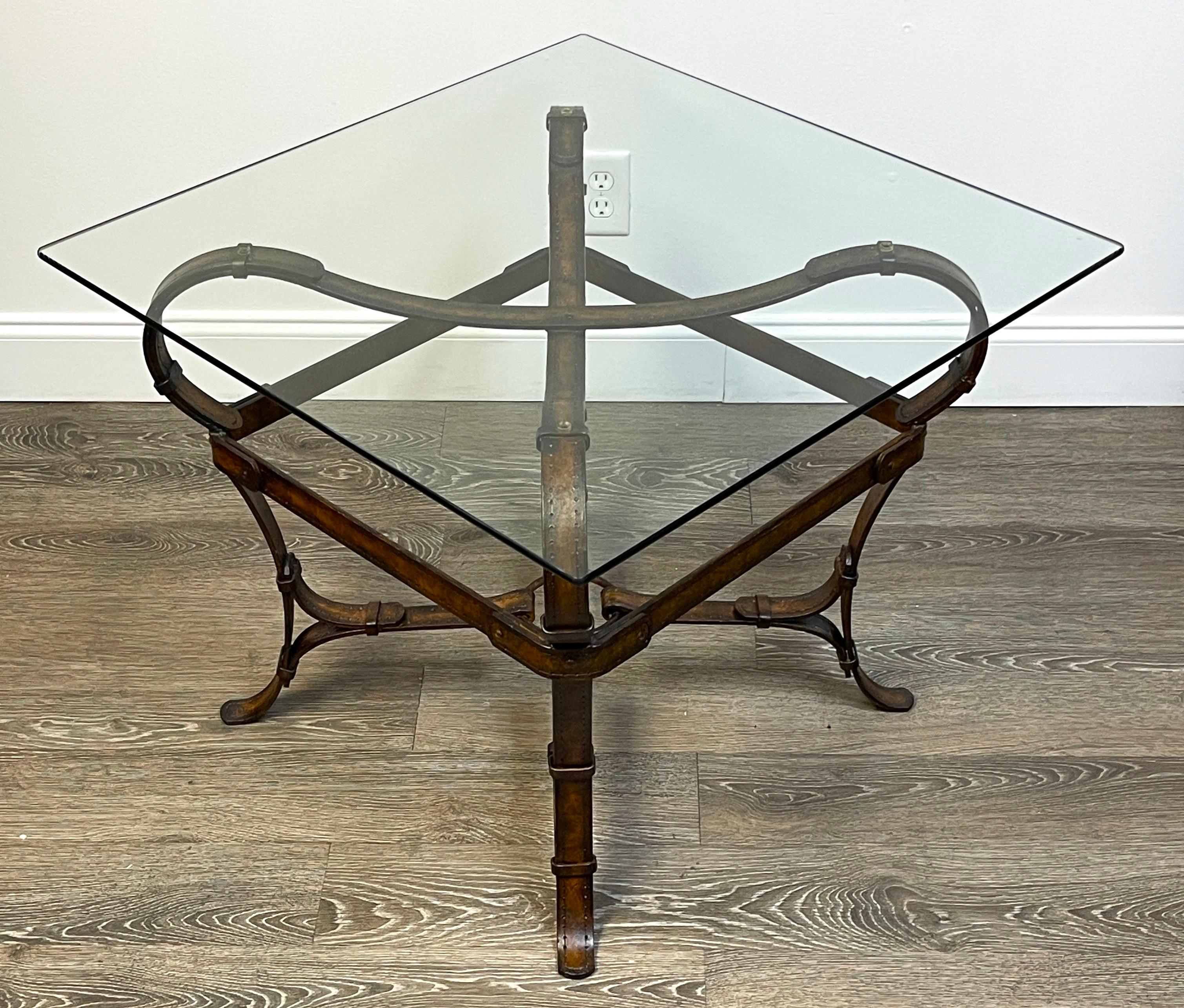Hermes Style Equestrian Sculptural Forged & Polychromed Iron Side Table  In Good Condition In West Palm Beach, FL