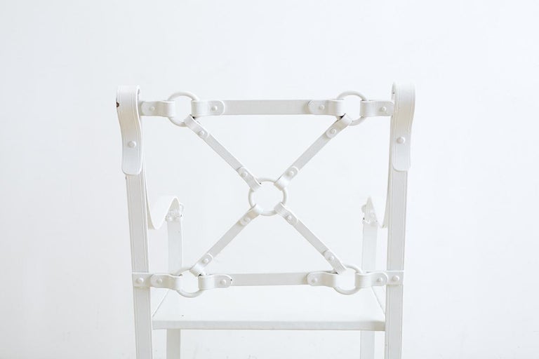 Hermes Style Faux Leather Iron Belt Strap Chairs at 1stDibs